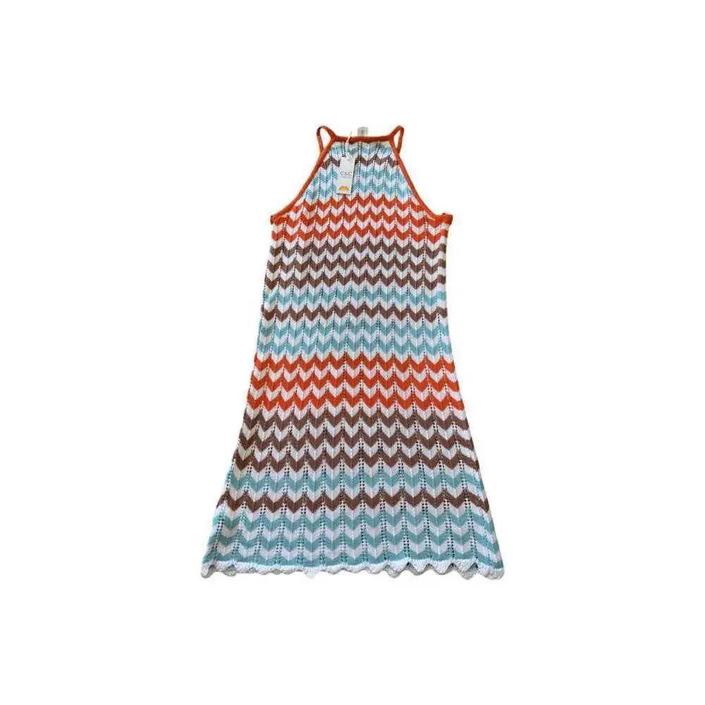 C&C California Dress Women's Small Multicolor Open Knit Swim Cover Sleeveless